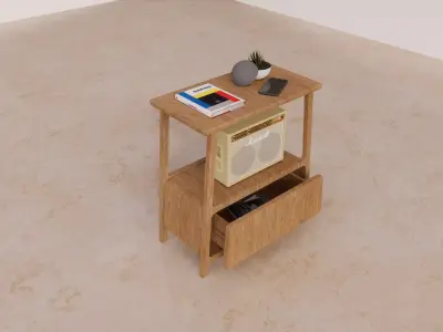 oak wood side table Free 3D model