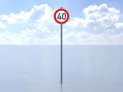 Traffic sign 274-40 Speed limit 40 km h Size-2 Low-poly 3D model