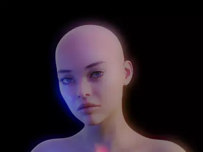 REALISTIC FEMALE CHARACTER WITH CHROME STRUCTURES  3D model