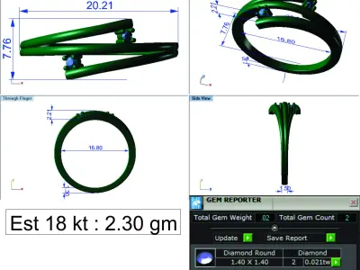 Light Weight Gold Diamond Ring DOC-R8434 3D print model