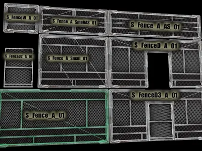  Wall fence - modular Sci fi  Low-poly 3D model