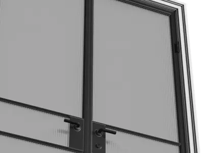 Glass fluted Entrance Loft Interior Doors 3D model