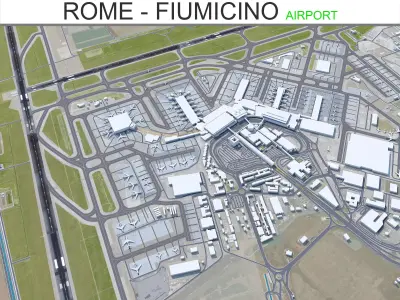 Rome Fiumicino Airport 15km Low-poly 3D model
