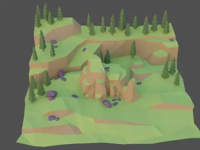 Landscape Forest Low-poly 3D model