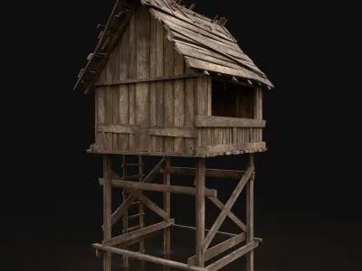 Next Gen AAA Wooden Medieval Watchtower Low-poly 3D model