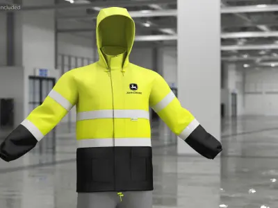 John Deere Rain Jacket High Visibility 3D model