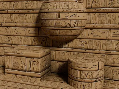 Egyptian Hieroglyphs Seamless PBR  Vol 1 Texture