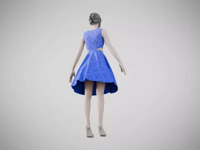 Dress 33 Very Light Blue With Design Low-poly 3D model