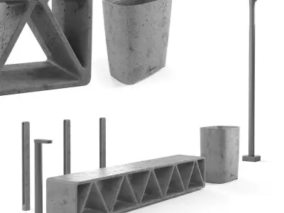 Concrete street elements 3D model