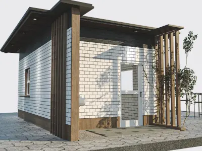 Small cafe Low-poly 3D model