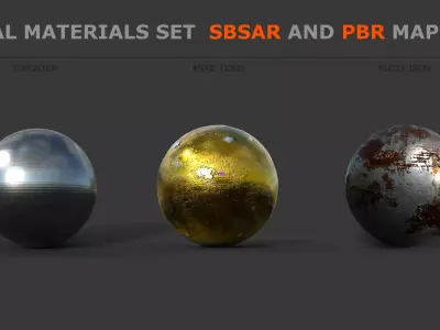 METAL MATERIALS SET SBSRAR AND PBR MAPS 4K Texture
