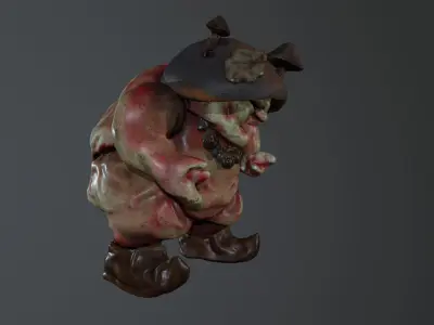 Angry Mushroom 3D character Low-poly 3D model