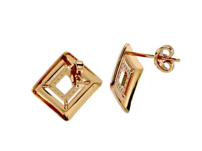 Light Minimalist Diamond Earrings 3D print model 5