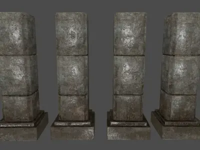 ruin set stone block Low-poly 3D model