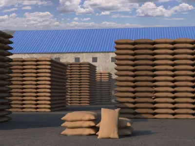 Realistic Warehouse Scene 3D Model in Blender 3D model
