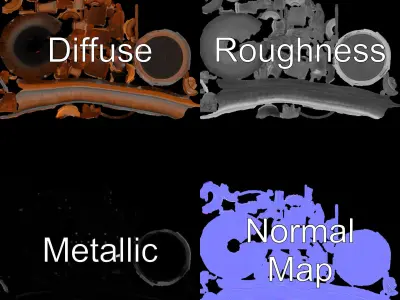 Rustic Industrial Fountain Model Pack Low-poly 3D model