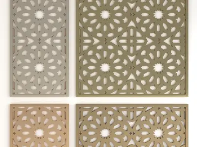 Arabic Islamic pattern decorative gold plaster 1 3D Model Pack