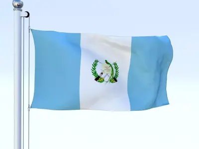 Animated Guatemala Flag Low-poly 3D model