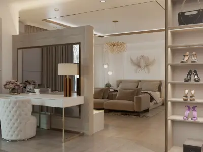 Luxurious Master Bedroom Suite Interior Scene  3D model