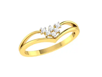 Light Weight Yellow Gold Diamond Ring  -R-4174 3D print model