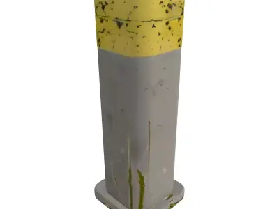 Weathered Concrete Street Bollard Low-poly 3D model