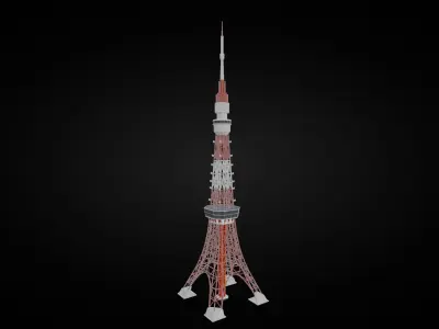 Low Poly Tokyo Tower - Japan Low-poly 3D model