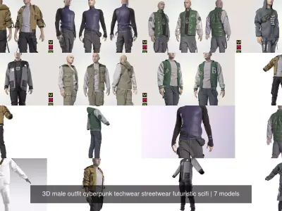 3D male outfit cyberpunk techwear streetwear futuristic scifi 3D Model Pack