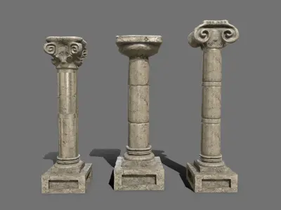 Pillar Set three columns Low-poly 3D model