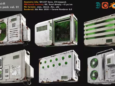 Sci-Fi air conditioners pack volume 01 3D model