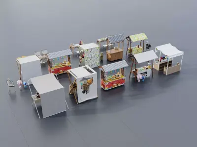 Outdoor Market Booth Collection 3D model