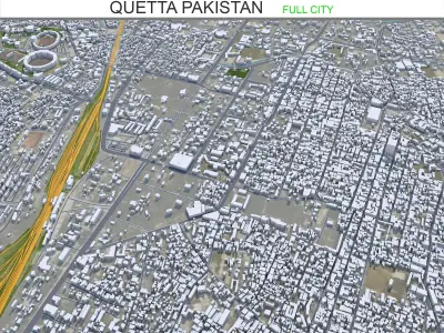 Quetta Pakistan 40km Low-poly 3D model
