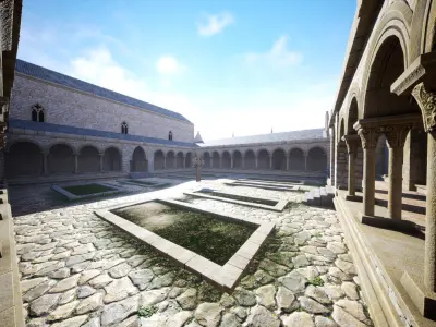 Modular Gothic Church Low-poly 3D model