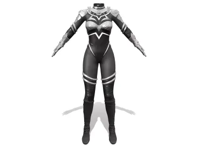 Female Black Sci-Fi Futuristic Full Body Armour Suit Low-poly 3D model
