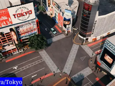 Shibuya Scramble Crossing Shibuya City Tokyo Japan 3D model