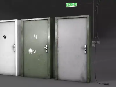 Door Switch and Exit-Sign Low-poly 3D model