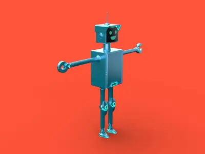 Cartoonish robot with simple rig 3D model