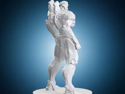 Sci Fi Armored Soldier Statue 3D print model