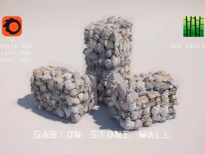 GABION STONE WALL 3D model