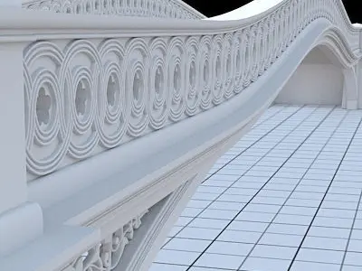 Highly detailed Central Park bow-bridge 3D model