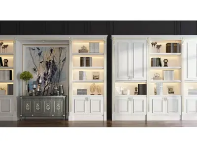 Customized Bookcases in Neoclassical and Light Luxury Styles 3D model