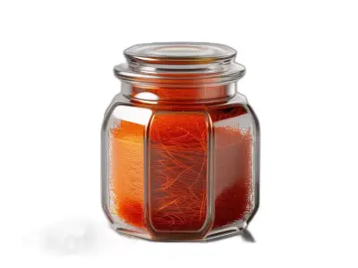 Realistic Saffron Spice Glass Jar Low-poly 3D model