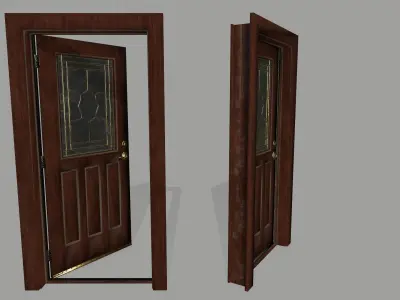 door 1 pair of wooden doors Low-poly 3D model