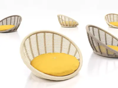 Tanpopo rattan chair with cushion Free 3D model