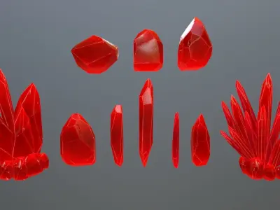 Crystal Set sword Low-poly 3D model purchase