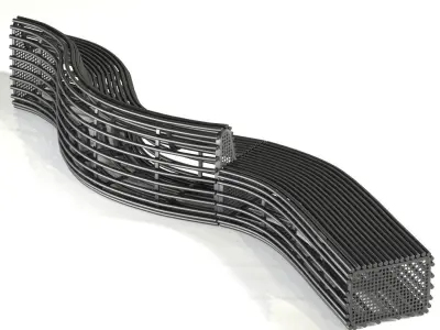 bench wavy Low-poly 3D model