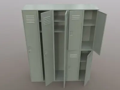 PBR School Gym Locker 07 - Pale Green Low-poly 3D model