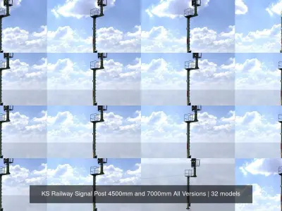 KS Railway Signal Post 4500mm and 7000mm All Versions 3D Model Pack