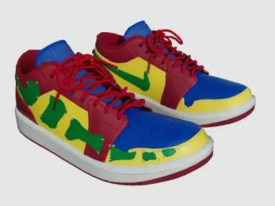 DINO 2 Air Jordan 1 BRICKS LOW Shoes PBR  Low-poly 3D model