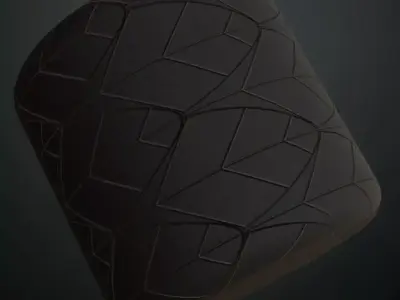 Modern Charcoal Leaf Pattern Leather PBR Seamless Texture