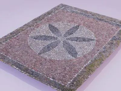 Pebble stone mosaic sidewalk raw scan 01 3D model
